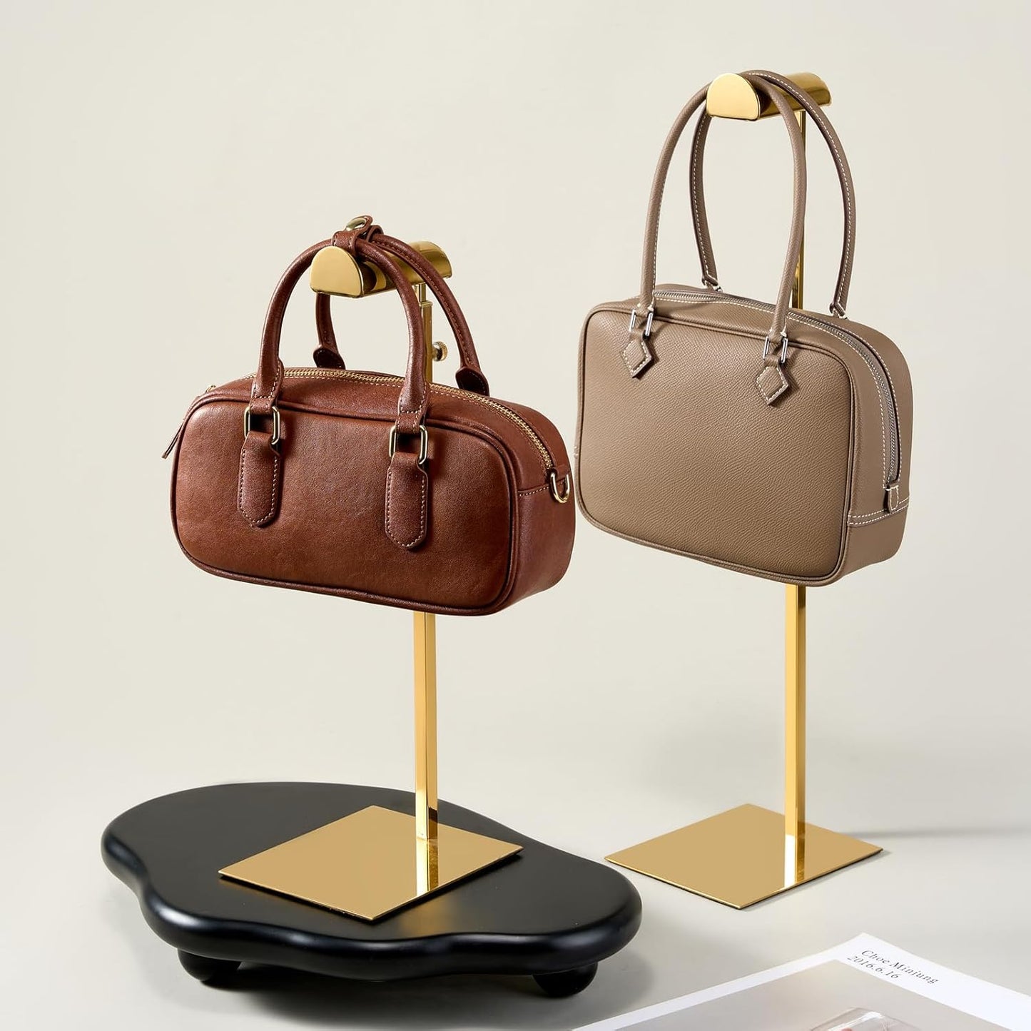 Handbag Display Stands - 2 Pack Stainless Steel Purse Display Stand Adjustable Height Hanging Hook Stands Ornament for Home Store Boutique Counter (Anti-fingerprint)