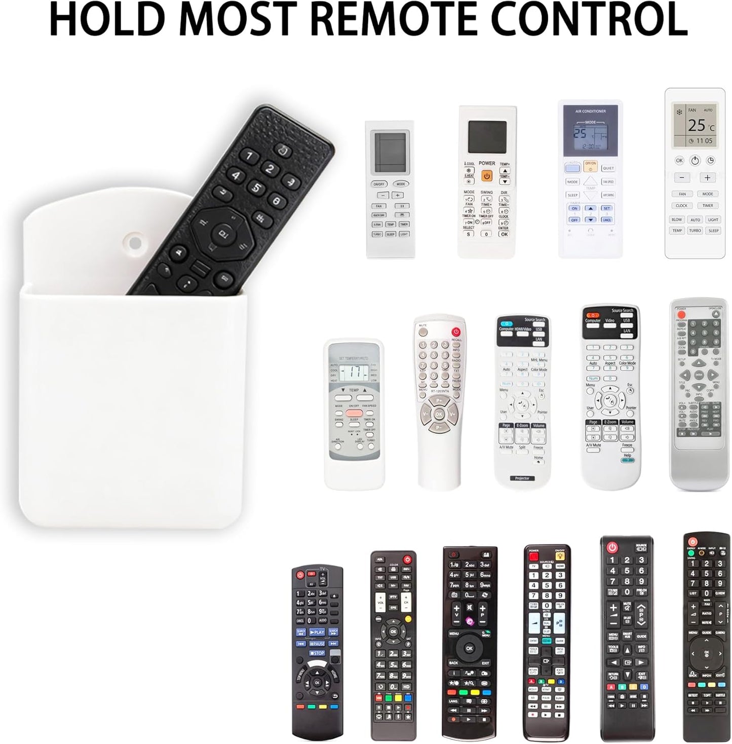 Pack of 2 Self Adhesive TV Air Conditioner Remote Control Holder Wall Mount Storage Box Organizer