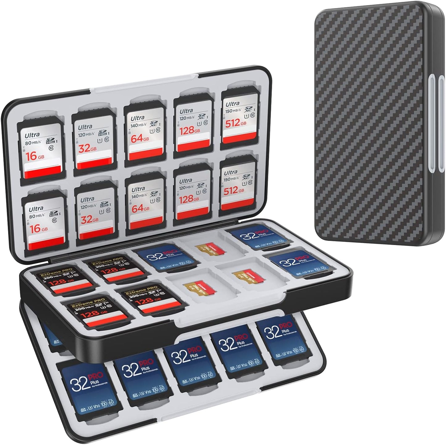 HEIYING SD Card Holder for Memory SD and TF Cards, Portable Case Compatible with 40 SDXC SDHC and 40 TF Card Slots