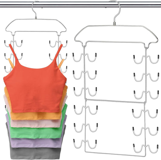 2 Pack Closet Organizers-and Storage,6 Tier Tank Top Hangers Space Saving, Dorm Room Essentials for Girls Camisoles Swimsuits Dress