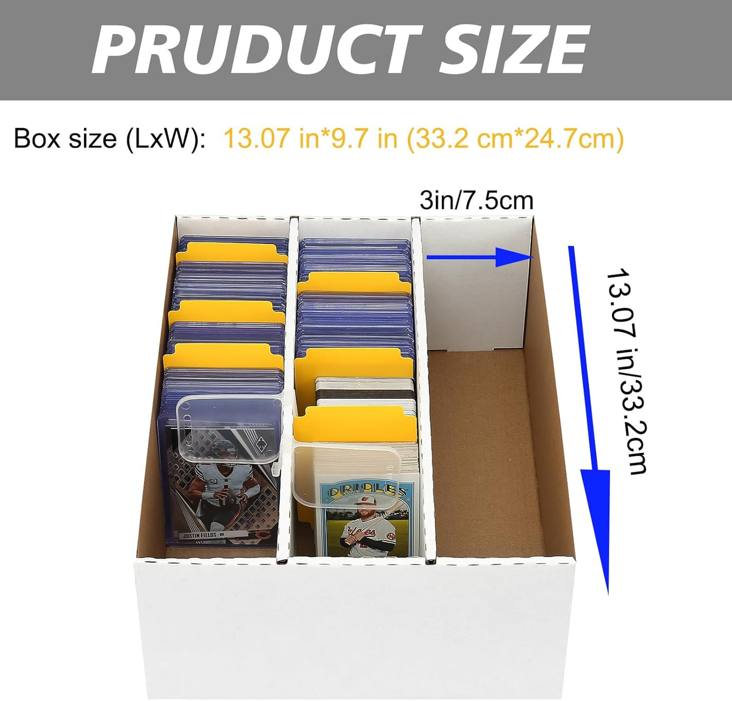 3Pack Card Box for Trading Card, 2400-count Cardboard Card Storage Box, 3-Row bulk Card Storage box with 150 Soft Sleeves & 24 Dividers,Card Organizer Box for TCG/Magic/Mtg，Toploader