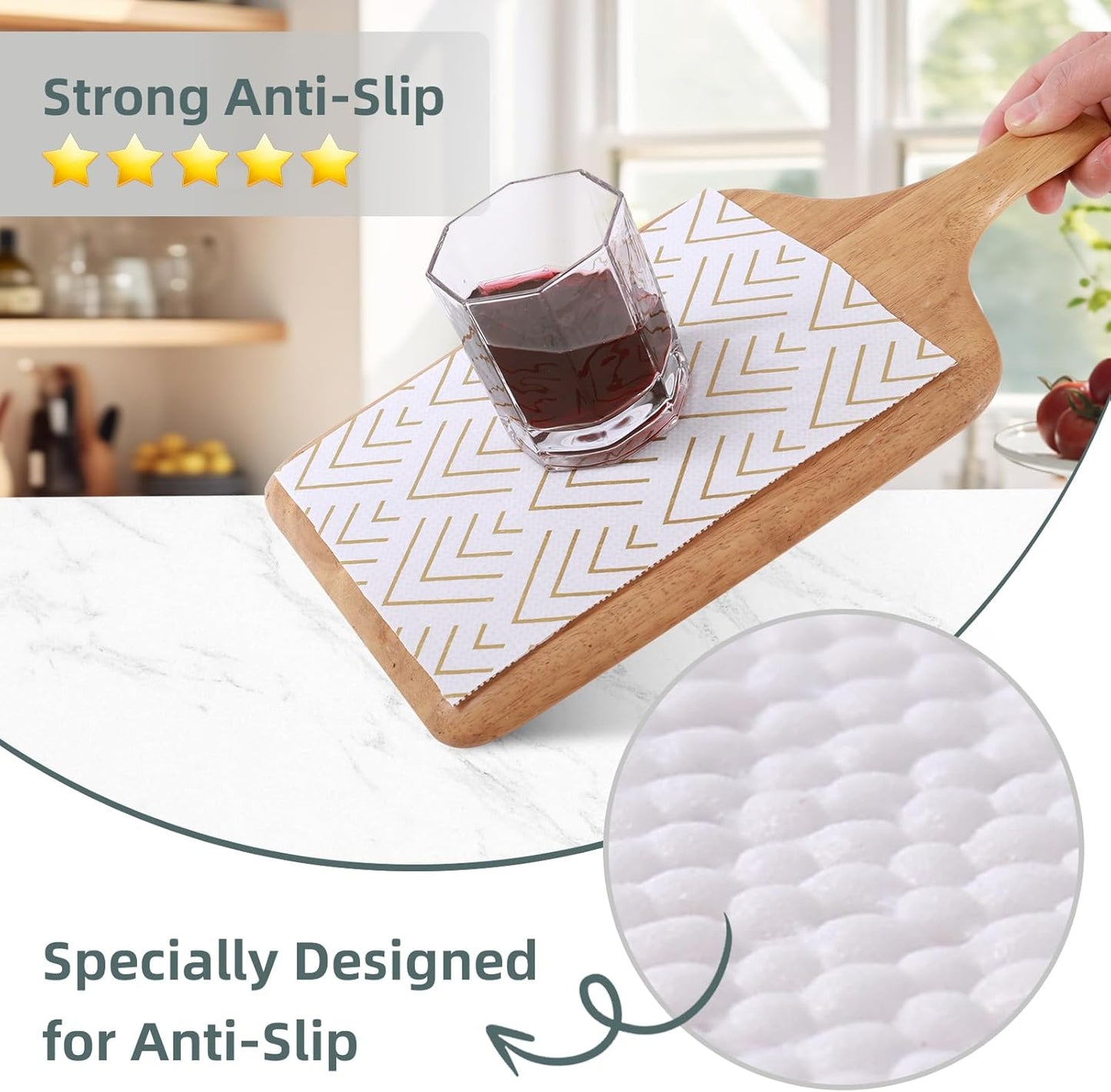 Shelf Liner for Kitchen Cabinets Non Adhesive Drawer Liner Non-Slip Thickened Shelf Liner Paper Strong Easy to Clean for Tool Box Refrigerator with Knife and Tape Measure, Gold Arrow, 23.6in x 39.37FT
