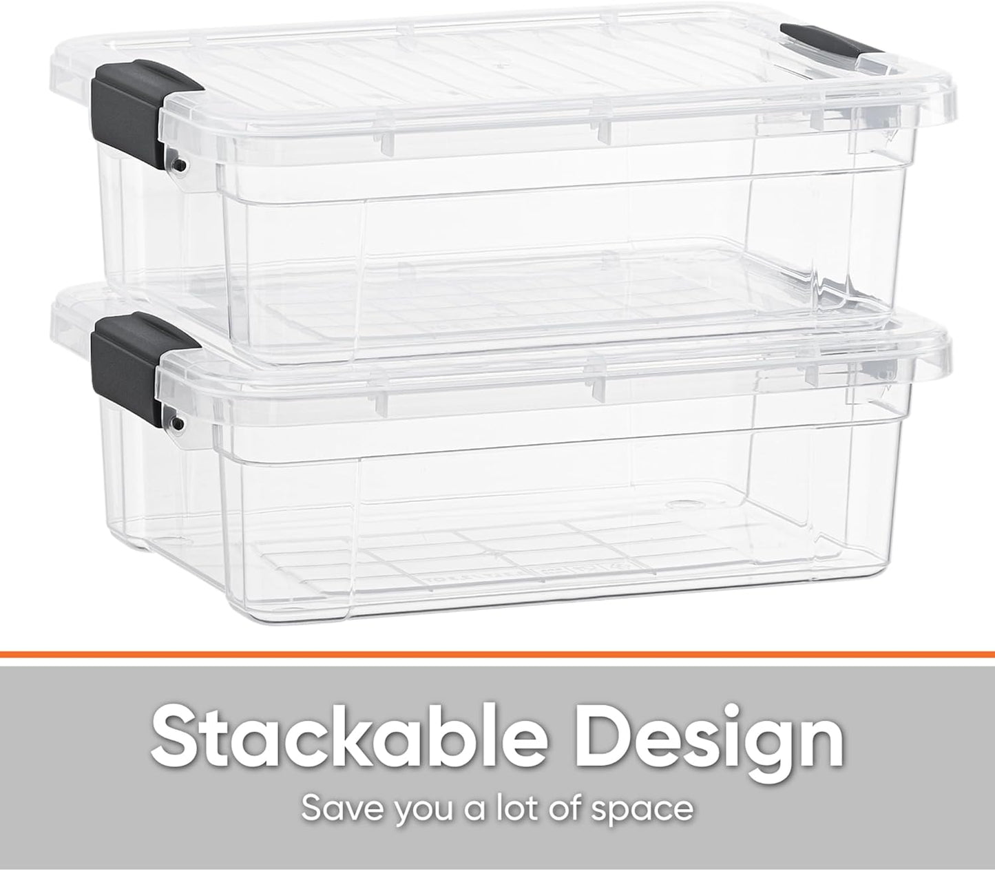 Superio Clear Storage Bins with Lids, 16 Quart BPA Free Plastic Containers, Transparent Boxes for Organizing, Stackable Crates, Organizer Totes for Home, Office, School, and Dorm