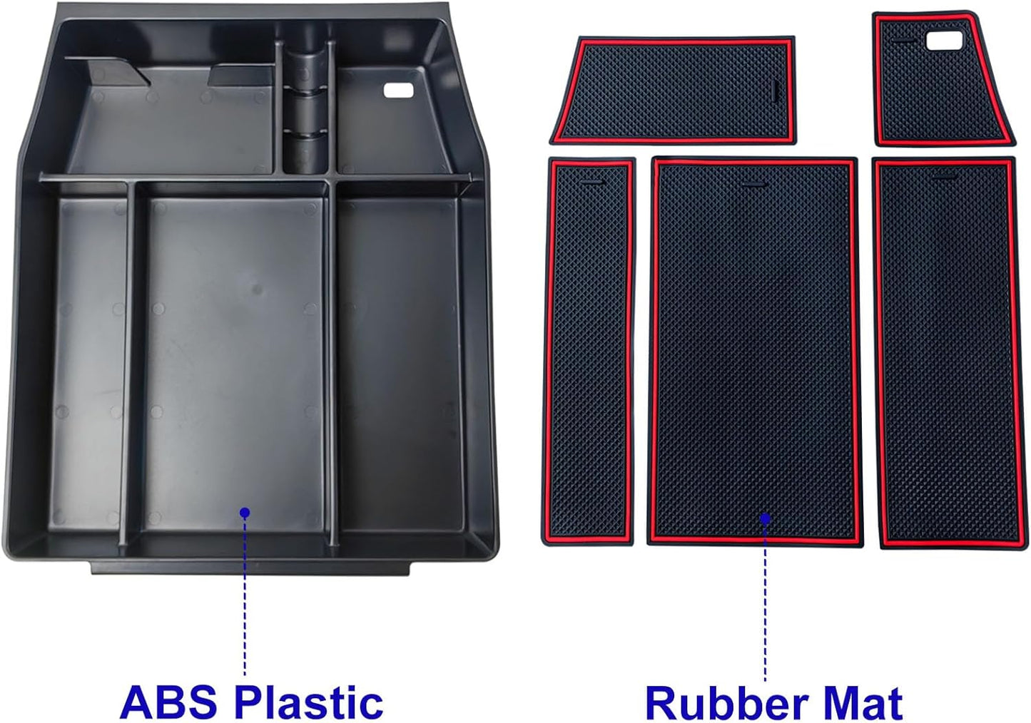 Center Console Organizer Compatible with 2021 2022 2023 2024 Ford F150 Interior Accessories, Armrest Box Insert Storage Tray (Full Console w/Bucket Seats ONLY)-Red Trim
