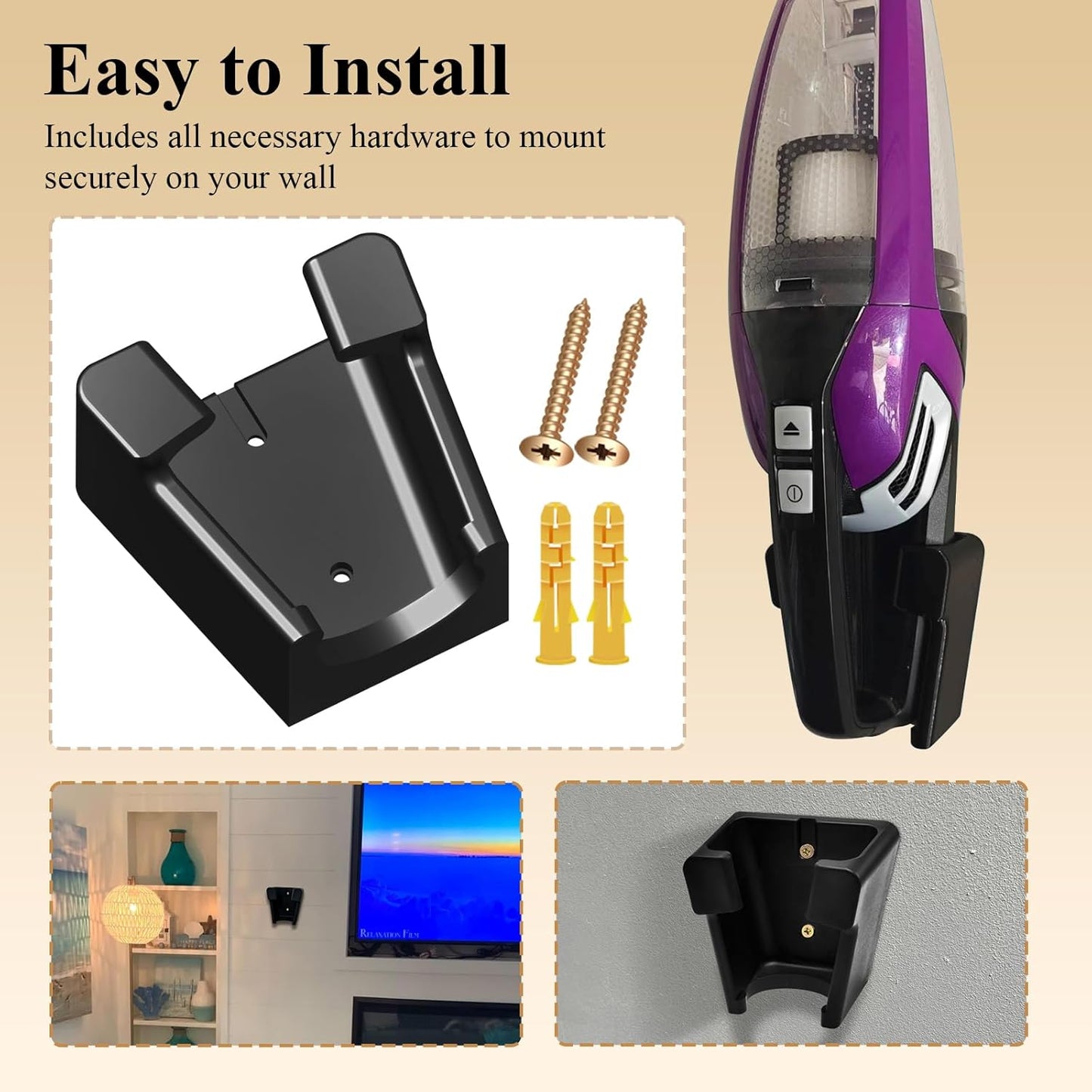 2 Pcs Wall Mount Vacuum Holder/Docking Station with Screws, Fit for Bissell Pet Hair Eraser Handheld Vacuum Models 2390, 2390A, 2284W, 23903 & Auto-Mate Charging Dock, Save Space & Reduce Clutter