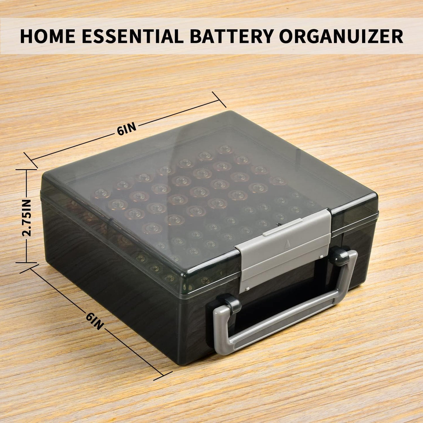 FULLCASE Battery Storage Organizer Holder Holds 72 AA AAA Batteries, Box Cases Garage Container, Home Drawer Organization Dispenser (Case Only) (Grey)