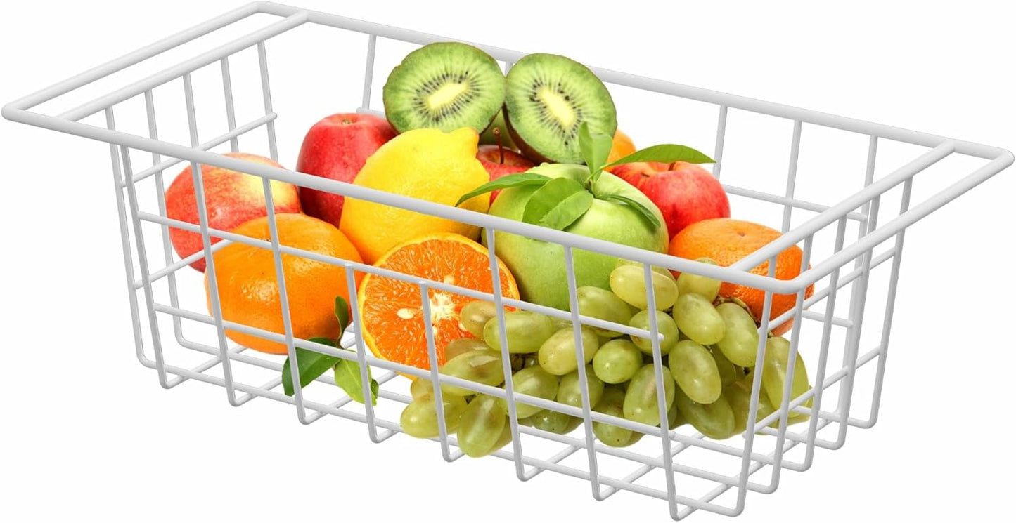 Chest Freezer Bins, Deep Chest Freezer Organizer Basket, Storage Rack Bins Wire Metal Baskets with Hanging Handles 16.5" 2Packs
