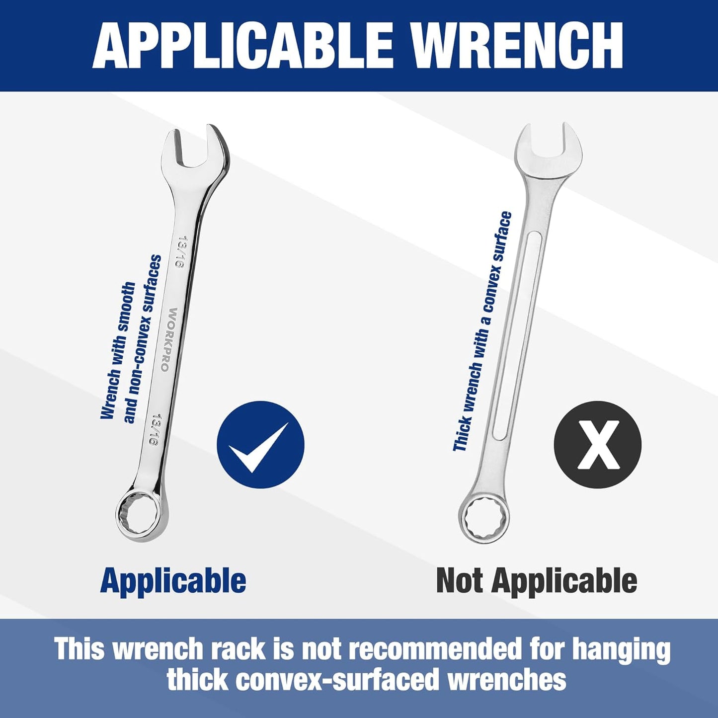 WORKPRO 4-Pack Magnetic Wrench Organizer, 12-Piece Wrench Holder Set for Tool Box Drawer Chest, SAE(1/4" - 15/16") and Metric(6 mm-24 mm)