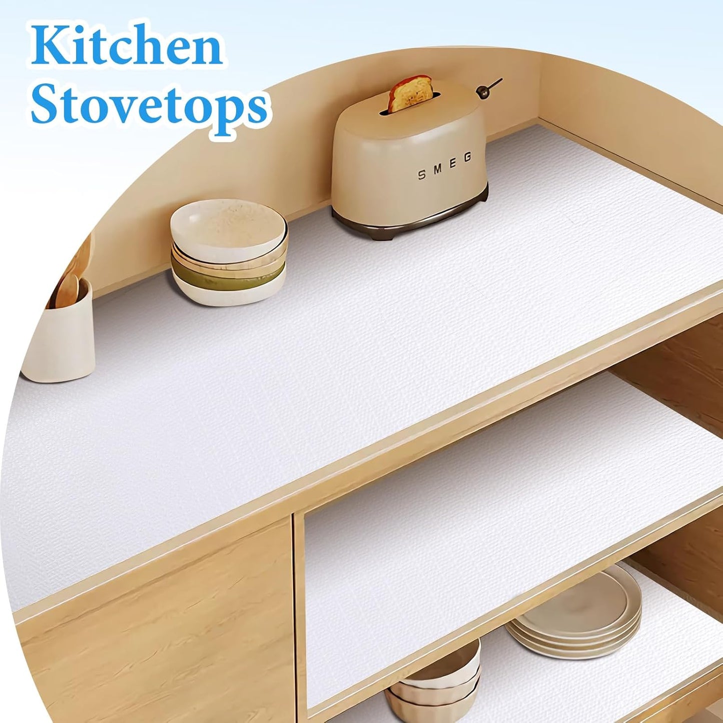 Shelf Liners for Kitchen Cabinets 12in x 10FT Non Adhesive Drawer Liner White Thickened Shelf Liner Paper Strong Non-Slip Easy to Clean for Tool Box Refrigerator with Knife and Tape Measure