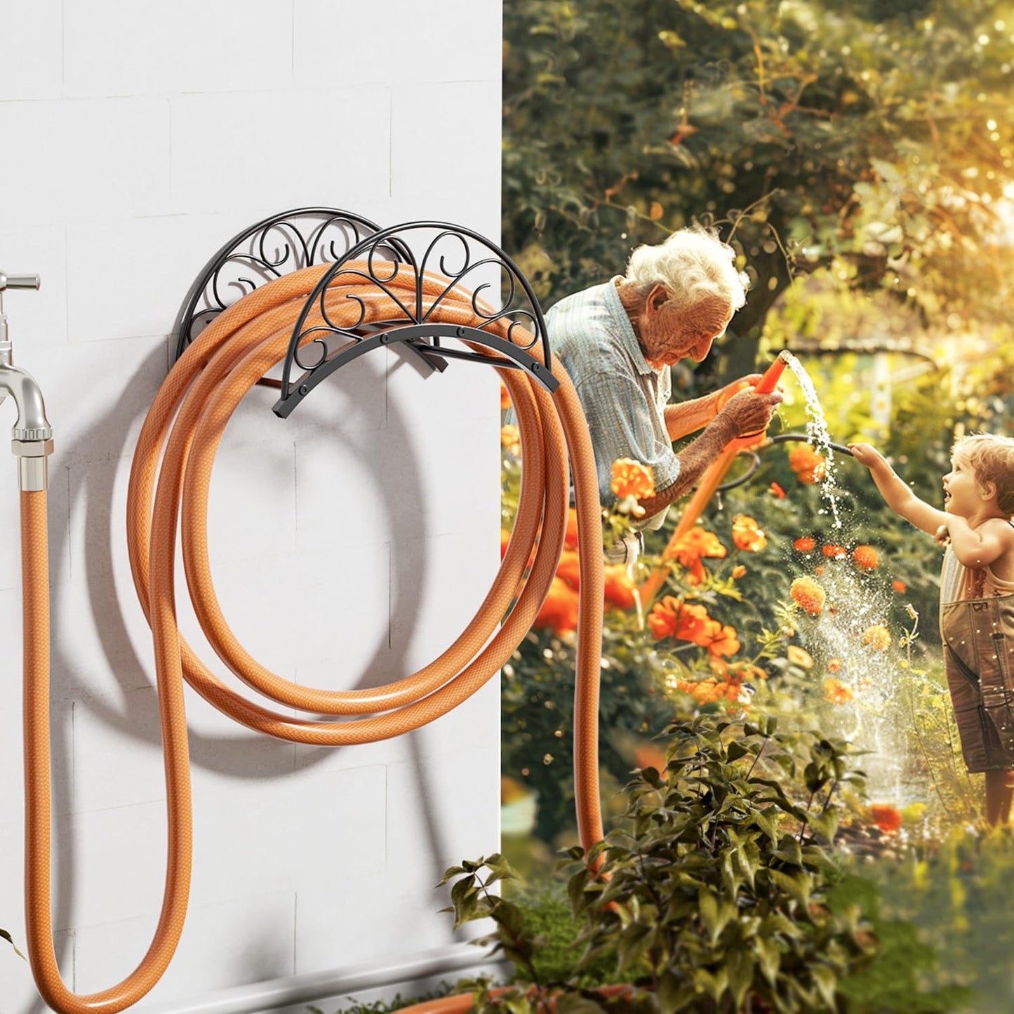 Wall Mounted Hose Holder - Metal Water Hose Holder - Hose Hanger Hose Hook for Water Hose Extension Cords Vacuum Hose.
