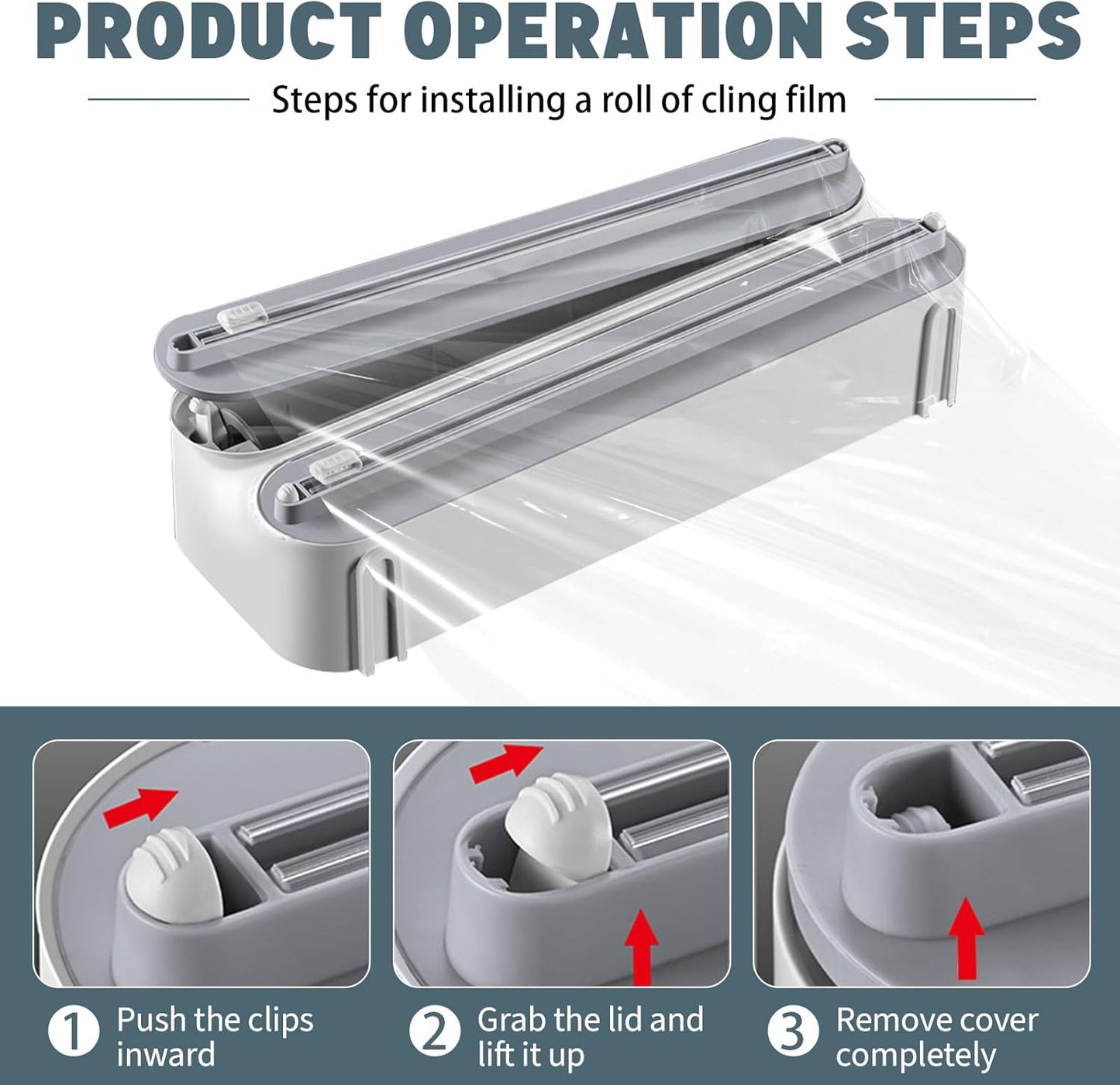 3 in 1 Plastic Wrap Dispenser with Cutter，Magnetic Aluminum Foil and Adhesive Film Organizer, Wall Mount Kitchen Wrap Organizer, Cling Wrap Dispenser with Paper Towel Holder and Cutter