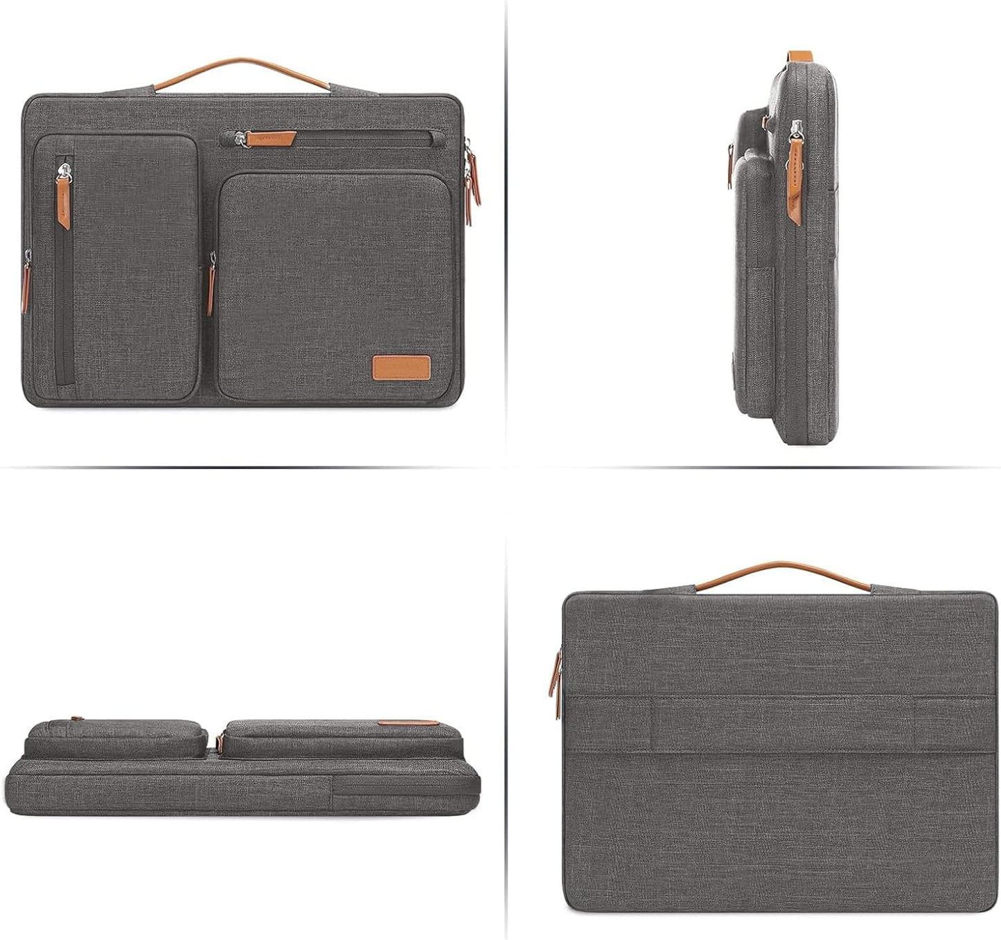 MOSISO 360 Protective Laptop Case 13.3 inch, 13-13.3 inch Laptop Sleeve Compatible with MacBook Air/Pro 13 / Pro 14,HP Dell Acer ASUS,Side Open Carrying Case with 4 Zipper Pockets&Handle, Taupe Gray