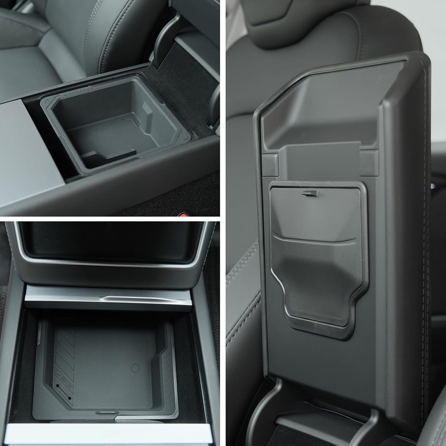 Center Console Organizer for 2025 2026 Tesla Model Y Juniper – 3PCS Hidden Console & Armrest Organizer (Black)