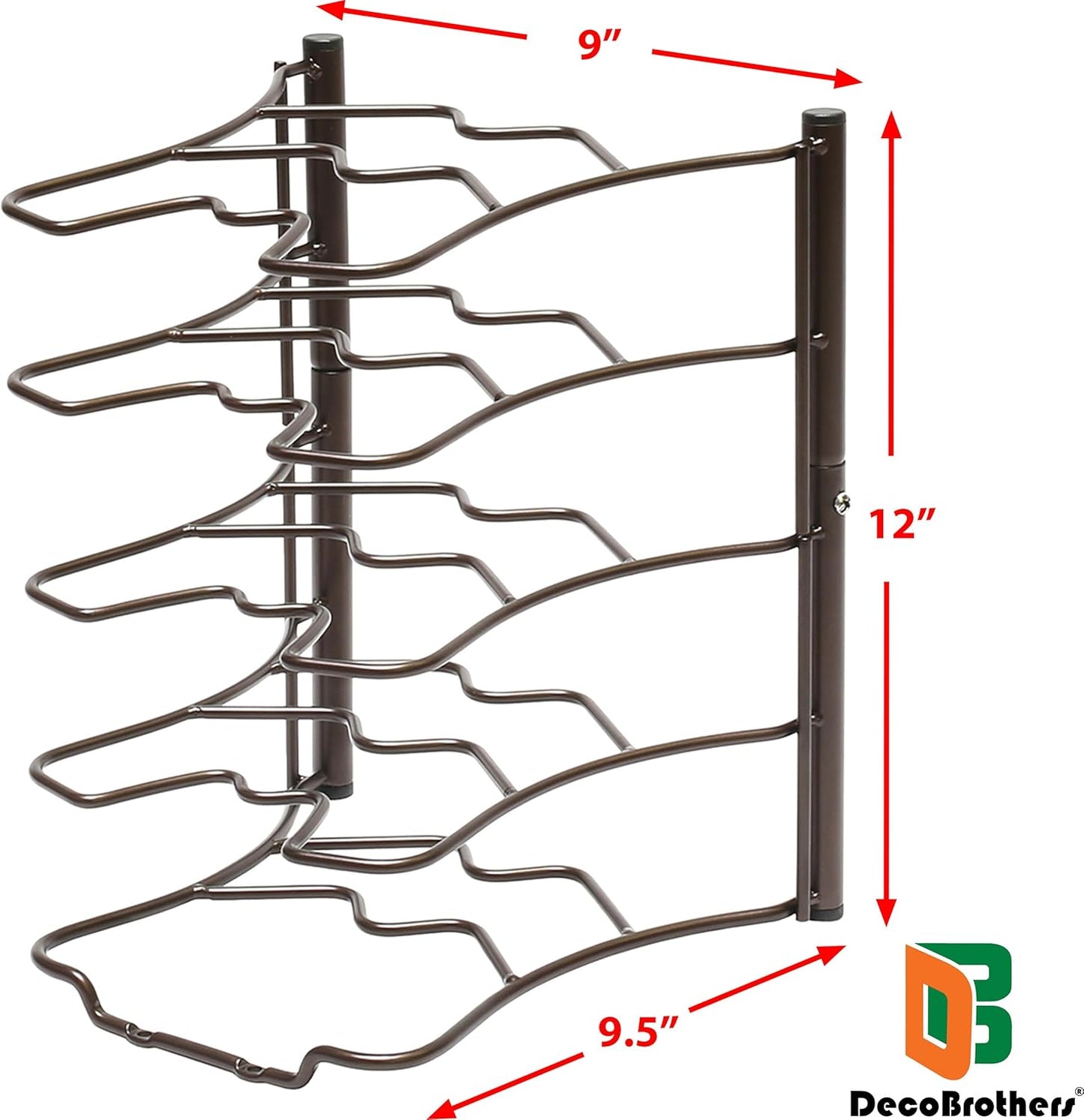Deco Brothers Pan Organizer Rack for Kitchen Cabinet and Counter, Bronze