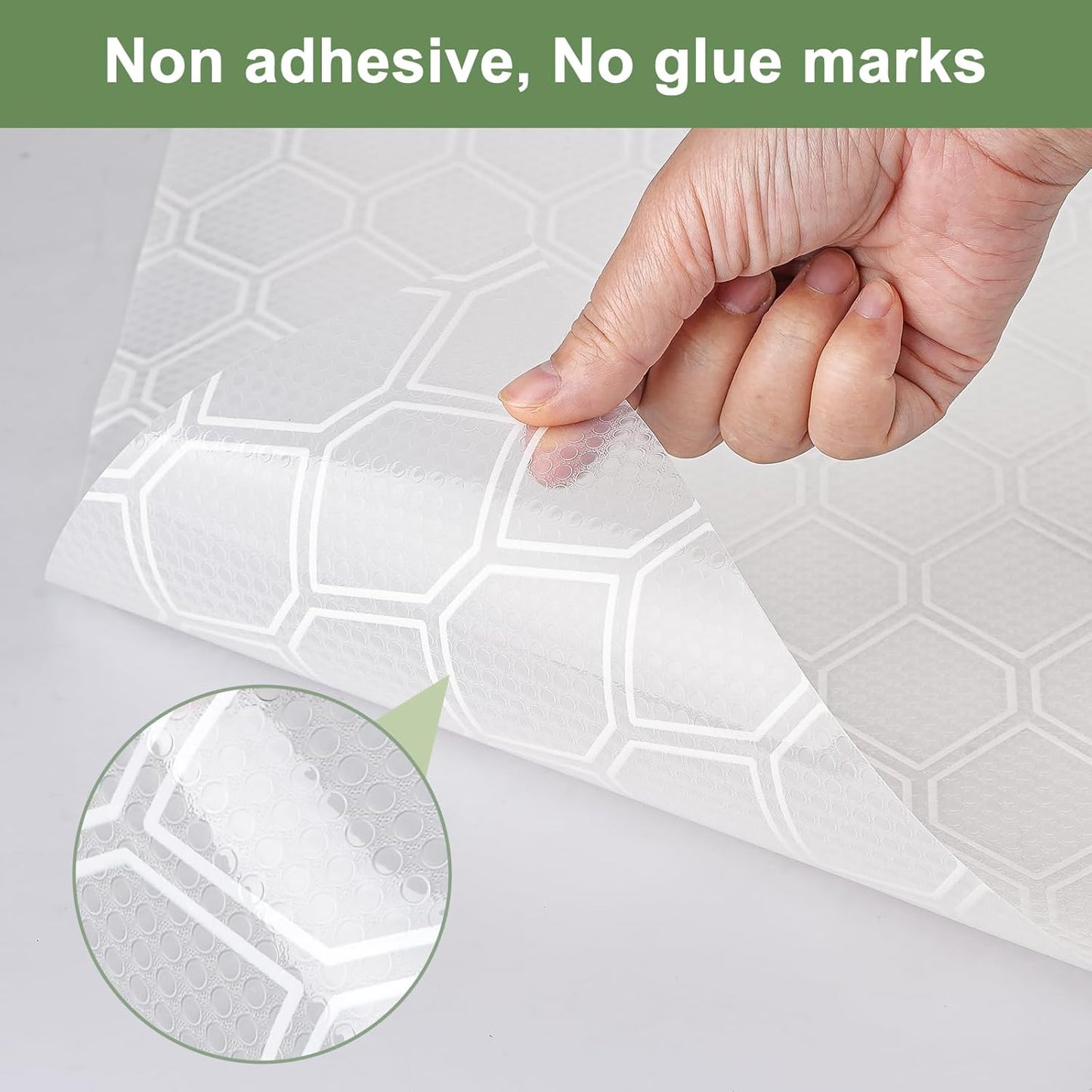 Shelf Liner, Refragerator Drawer Liners for Kitchen Cabinets, Waterproof Bathroom Sink Mat No Slip Cupboard Liners Non Adhesive Fridge Liner Roll - Clear 17.5"×118"
