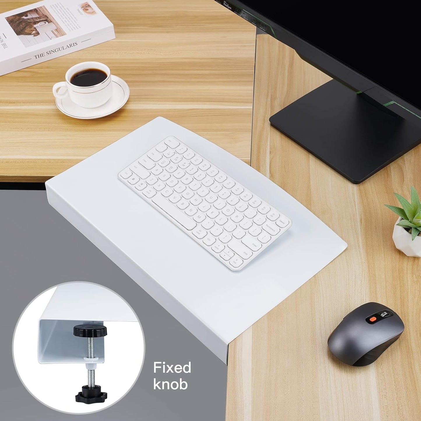17 inch Corner Desk Connector Platform for Mounting Under-Desk Keyboard Trays on L-Shaped Workstations,Platform Extender Attachment (White)