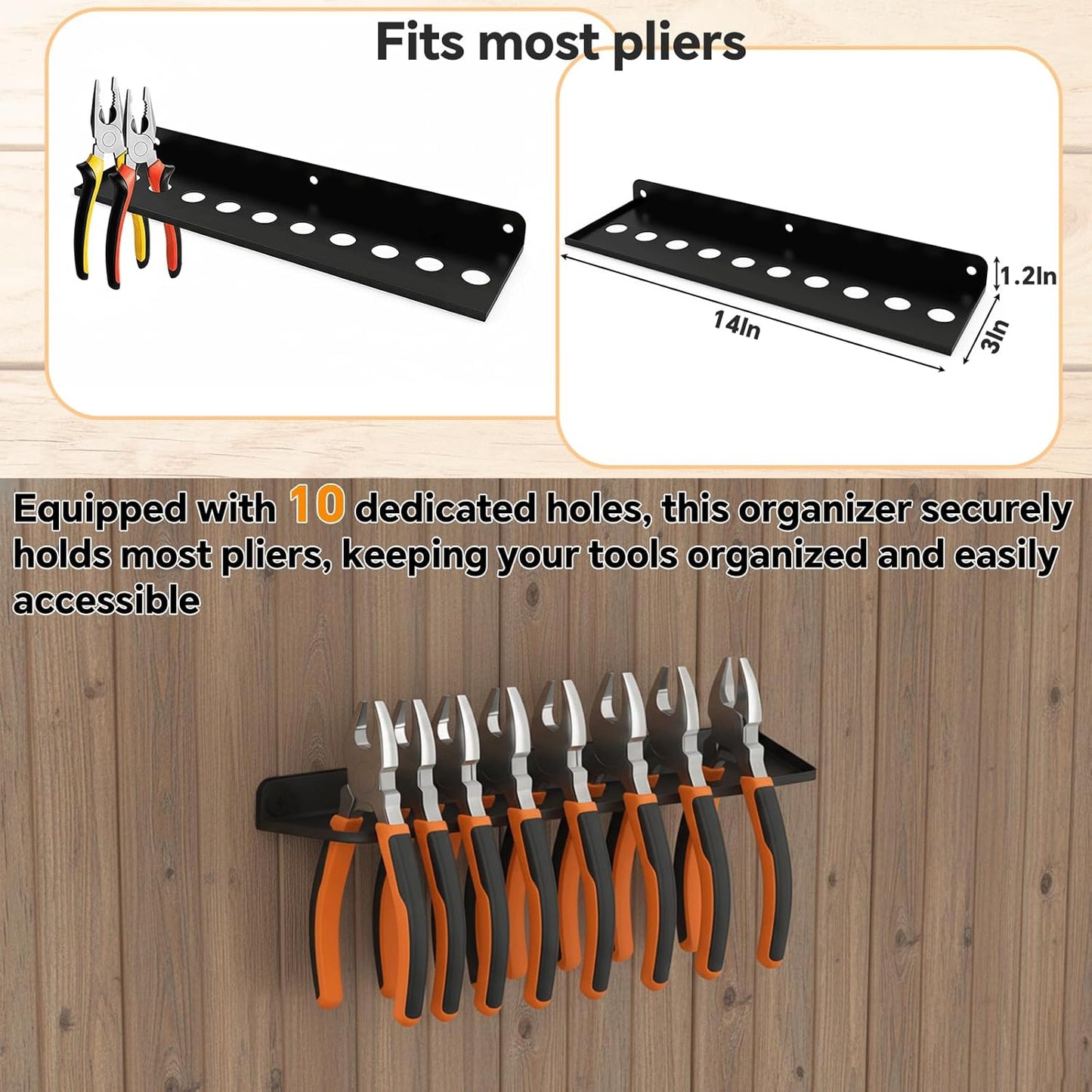 Wall Mount Screwdriver Organizer, Plier Organizer, Hammer Rack, Hand Tool Organizer and Storage Rack Wall Mount for Workshop Shed Garage Workbench Home, 4 pack