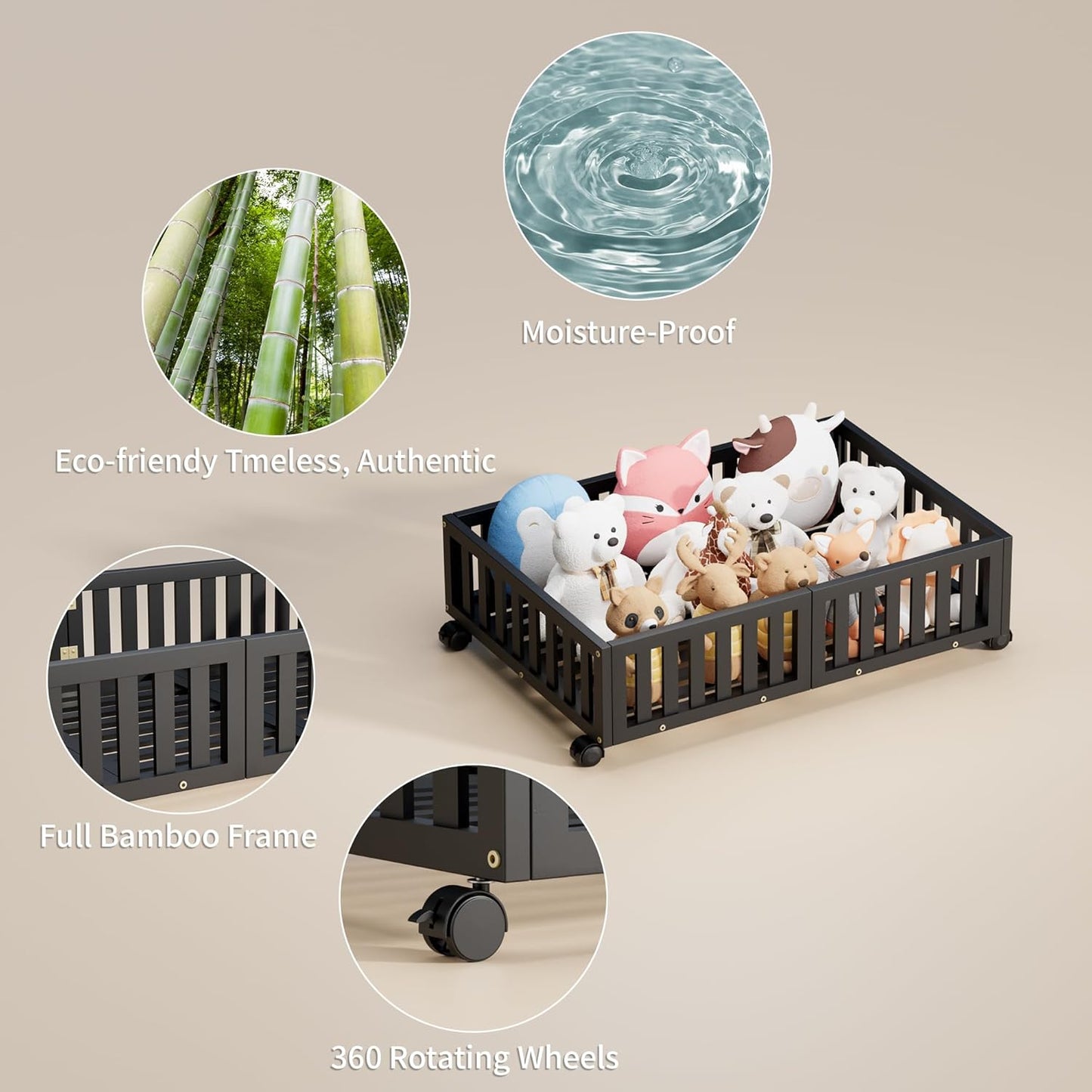 Bamboo Under Bed Storage with Wheels,Rolling Underbed Shoe Organizer Box for Shoes,Blankets,Toys,Clothes Container Space-Saving Bins for Bedroom,Closet,Dorm,Nursery
