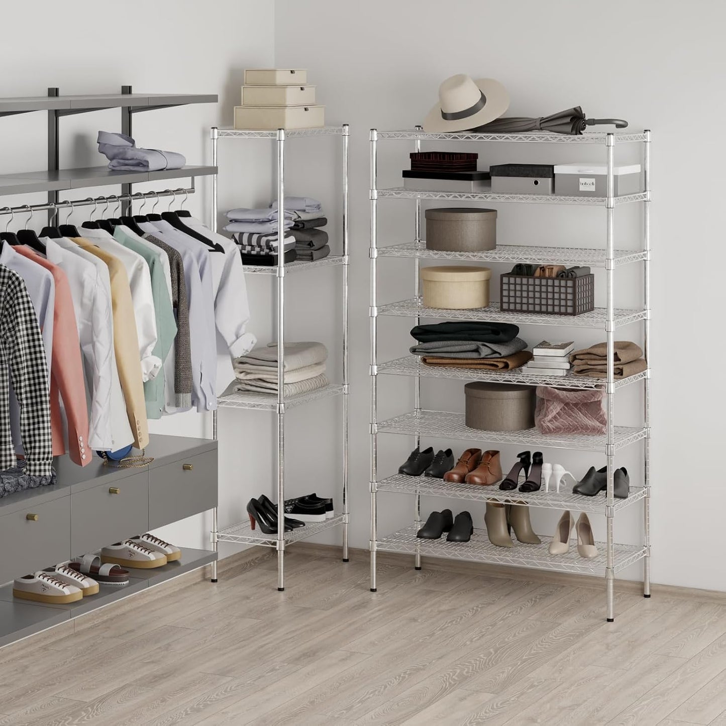 18" Deep x 42" Wide x 74" Height Wire Shelving Kit | 8-Tier | NSF Commercial Storage Rack Unit