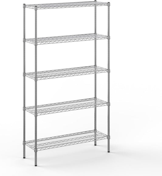 14" Deep x 42" Wide x 74" Height Wire Shelving Kit | 5-Tier | NSF Commercial Storage Rack Unit