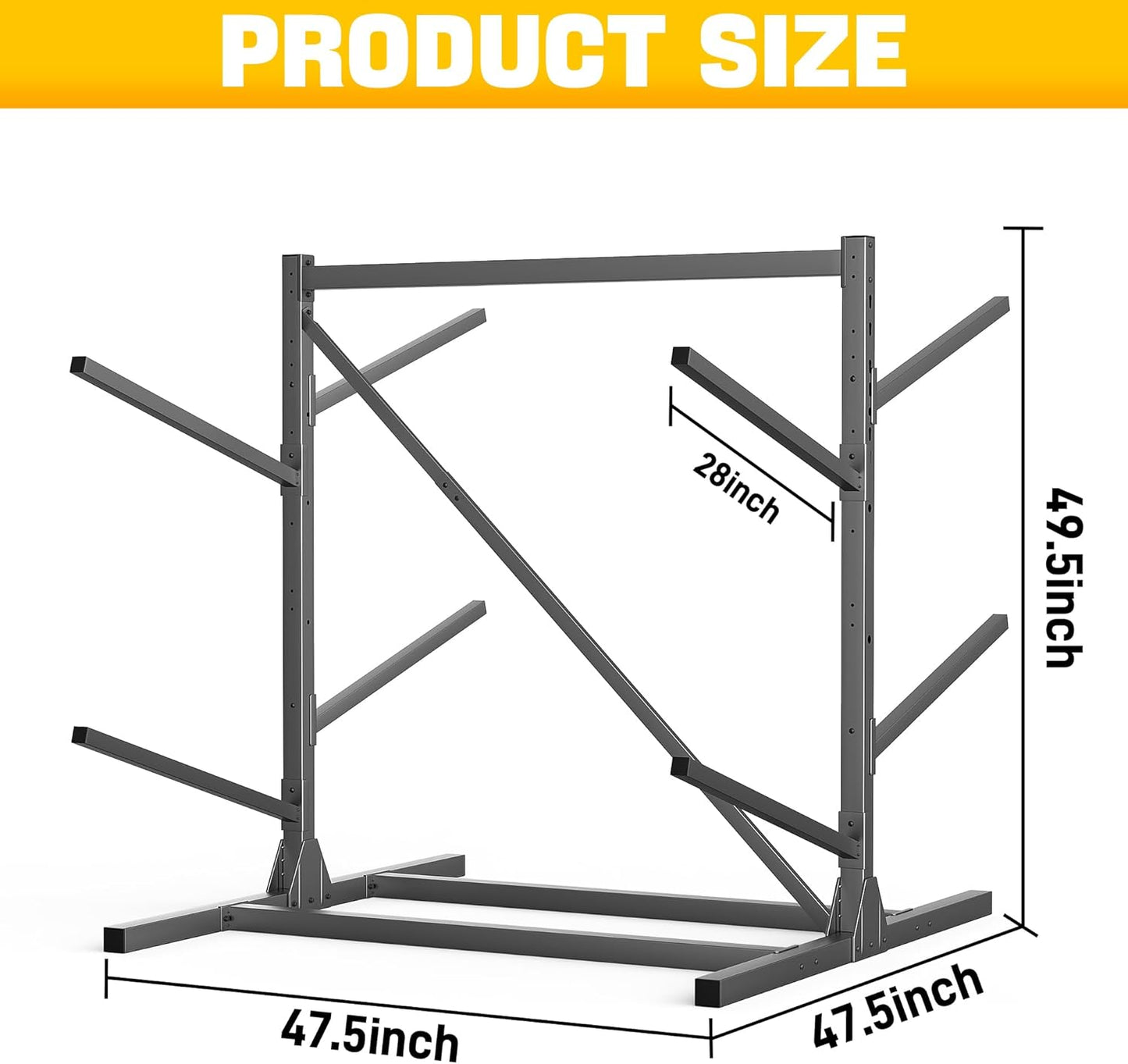 Ultrawall Kayak Storage Rack, Freestanding Kayak Racks for Garage, Adjustable Kayak Stand, Heavy Duty Paddle Board Rack for Kayak, Canoe, Surfboard, 440lbs Capacity, 2 Levels for 4 Kayaks