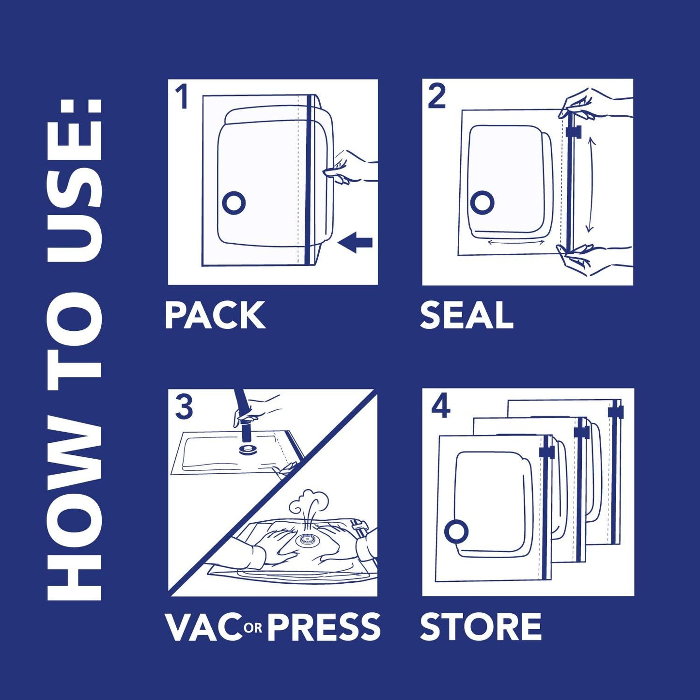 Hefty Shrink-Pak Vacuum Storage Bags – For Clothes, Pillows, Towels, Blankets & More – Space Saver Vacuum Suction Sealer Bags for Home or Travel – 4 Jumbo Cubes, 43.5 x 34 x 18 Inches