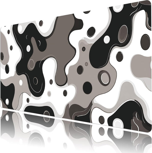 LB Black and White Gaming Mouse Pad Modern Geometric Brown Abstract Large Mouse Pad for Desk Minimalist Extended Desk Pad Non-Slip Rubber Base Computer Mouse Mat for Home Office 15.7L X 31.5W Inch