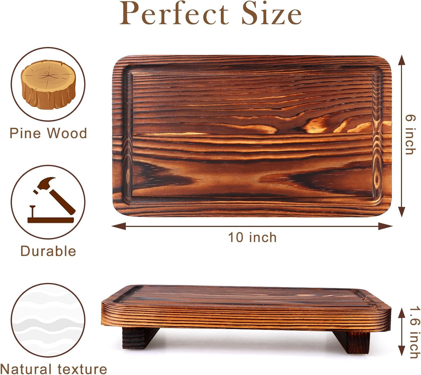 Farmhouse Bathroom Counter Organizer Wood Risers Display Pedestal Stand Small Kitchen Countertop Trays Decorative Wooden Dish Soap Dispenser Holder for Bathroom Decor Sink Accessories Vanity Tray