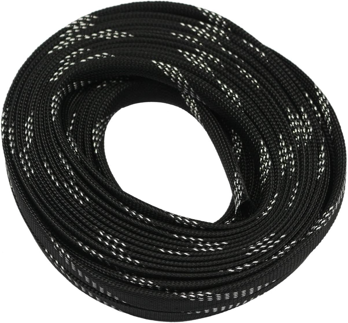 30ft PET Expandable Sleeving Wire Cable Sleeve (1/3", Silver&Black)
