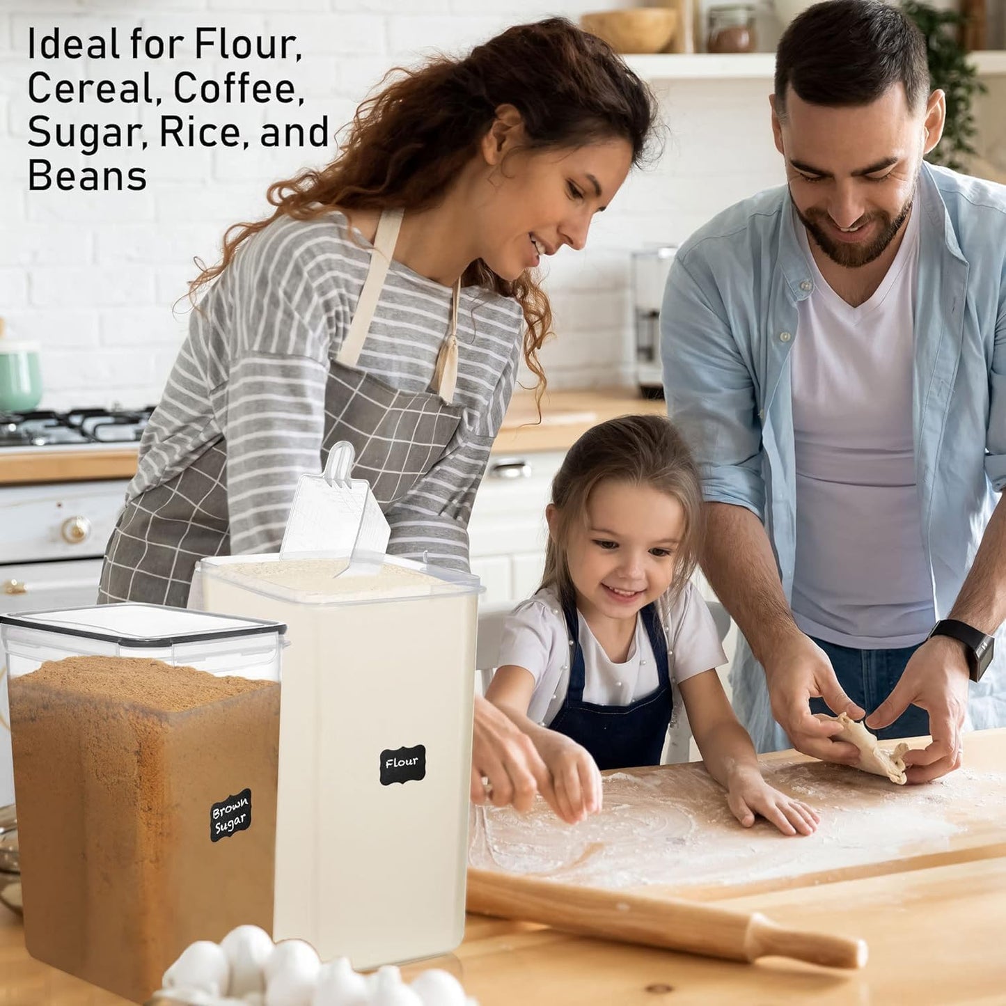 WHITE FEATHER SUPPLIES 8.5L/287Oz Extra Large Airtight Food Storage Containers (2 PC) with Lids, Kitchen and Pantry Organization Containers for Baking Supplies, Cereal, Flour, Sugar, Rice (BPA Free)