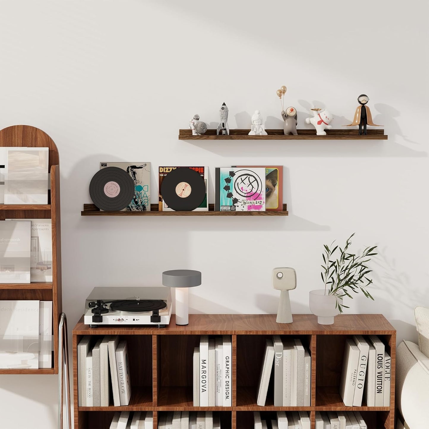 Axeman Floating Shelves for Wall - Picture Ledge Shelf Set of 2-36 Inch Floating Shelves with Lip - Walnut Picture Shelf for Wall with Ledge - Photo Ledge Shelves for Pictures Nursery Books