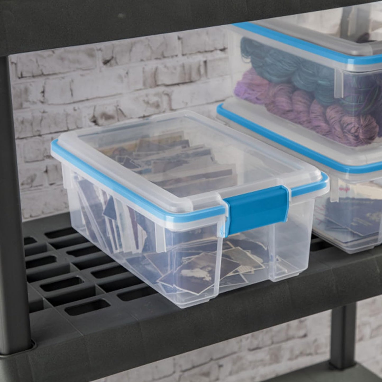Sterilite 18-Pack Gasket Box, Weather-Resistant Storage Bins with Latching Lids, 12 Quart - Heavy-Duty Organizing Containers for Closet, Bathroom, and Office