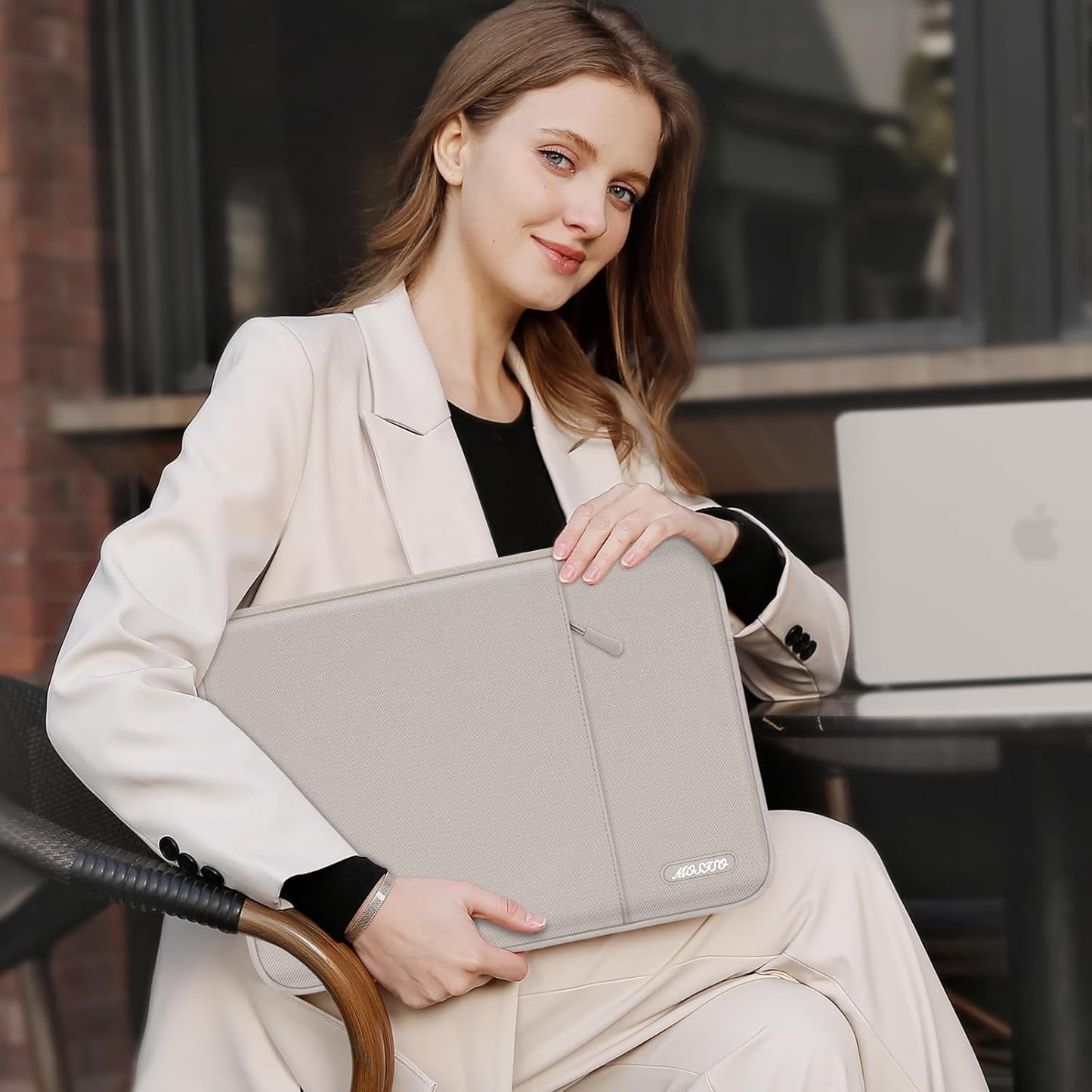 MOSISO Laptop Case 15 inch, 15 inch Laptop Sleeve Compatible with MacBook Air 15 M4 A3241 M3 A3114 M2 A2941 2025 2024 2023,Dell XPS 15,Polyester Vertical Computer Sleeve Bag with Pocket, Stone Gray