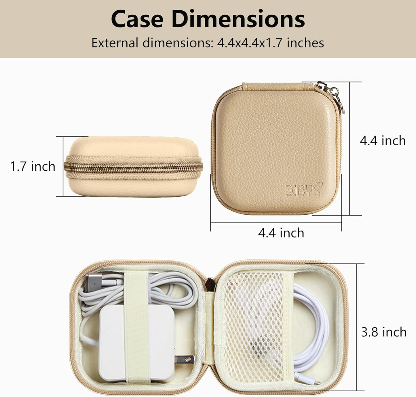 Charger Case for Macbook, Portable Tech Electronic Organizer Bag, Travel Storage Pouch for Laptop Accessories, MacBook Power Adapter, Charging Cords, USB, Power Bank (Light Khaki, M)