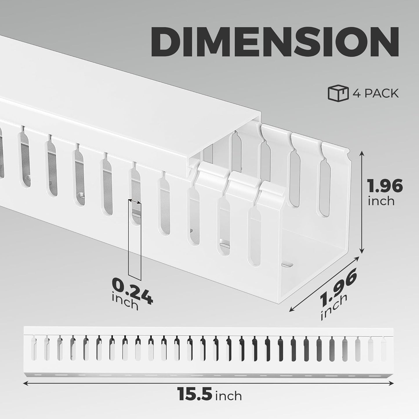 YECAYE 4x15.7in Cable Management, Large Capacity Cable Organizer, Cord Hider, for Desk Cable Management, Wire Management, Cord Organizer, White