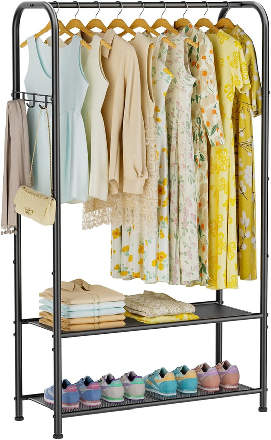 Clothes Garment Coat Rack Drying Clothing Racks Metal Freestanding for Hanging Clothes Portable Closet for Laundry Bedroom Black
