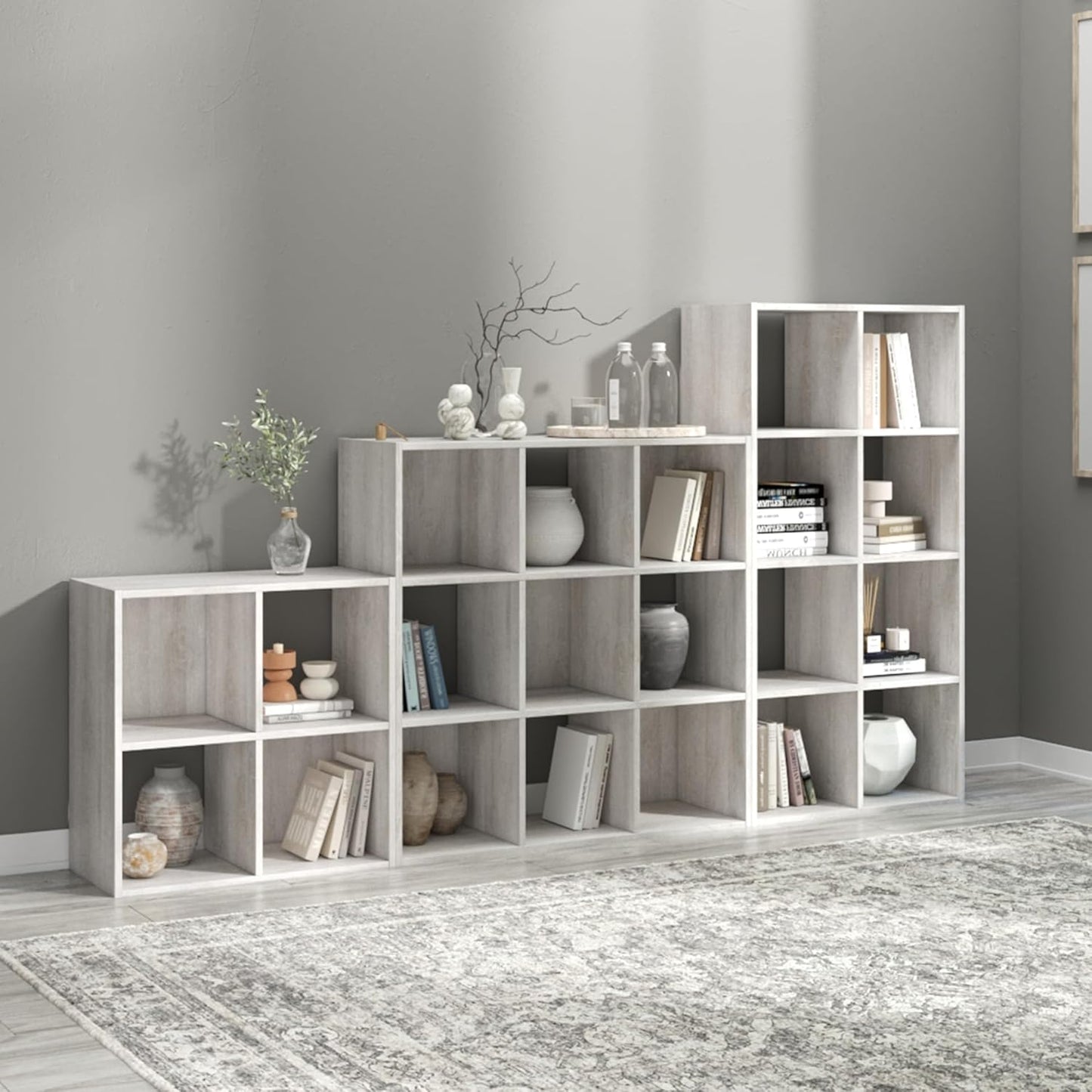 Signature Design by Ashley Paxberry Coastal 9 Cube Storage Organizer or Bookcase, Whitewash