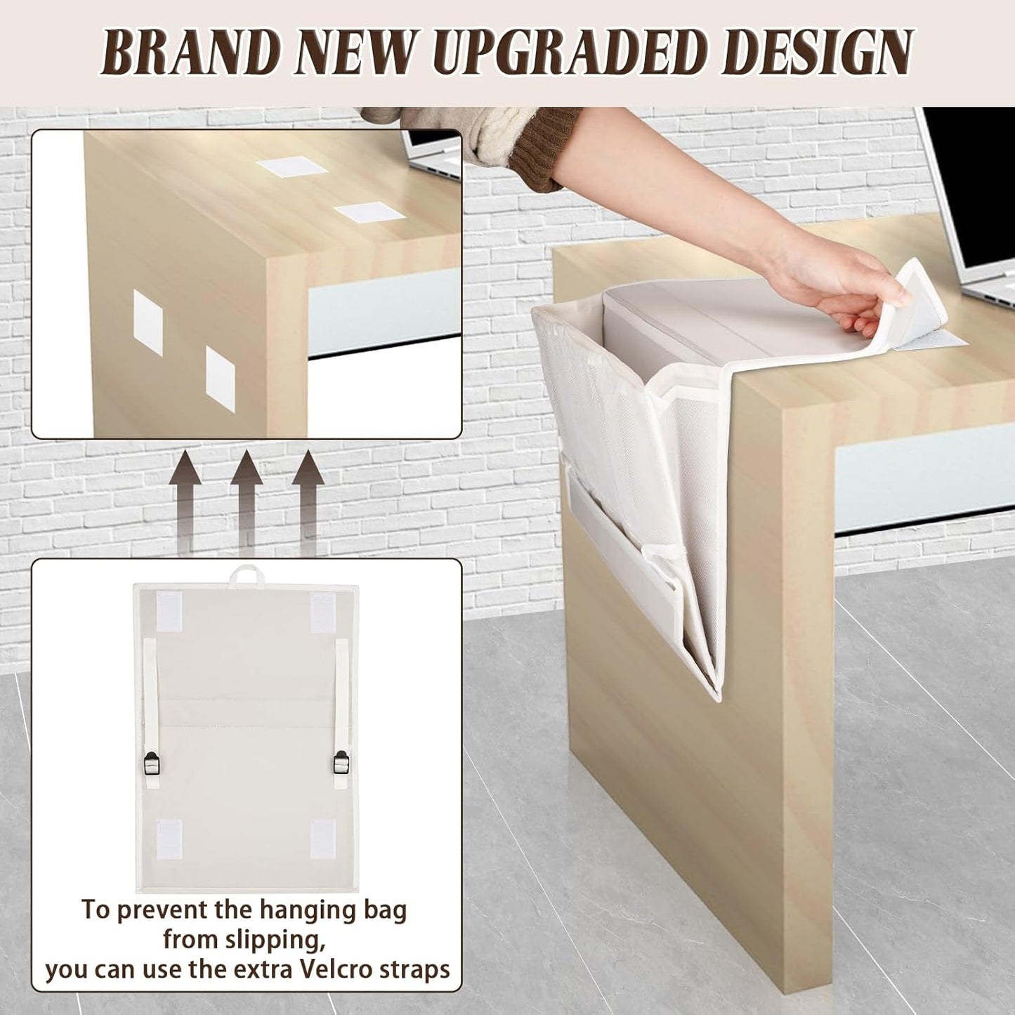 Bedside Caddy Bedside Storage Organizer Bedside Organizer with Power Strip Holder and 2 Adjustable Straps for Home Bunk Bed College Dorm Sofa (White)