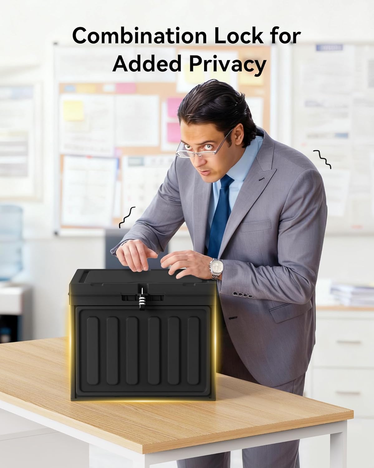 Oterri Plastic File Box with Lid for Letter Size File Folders, Hanging File Folder Box, File Organizer for File Cabinet, Home, Office,School(Black, Large1 Pack Without Folders)