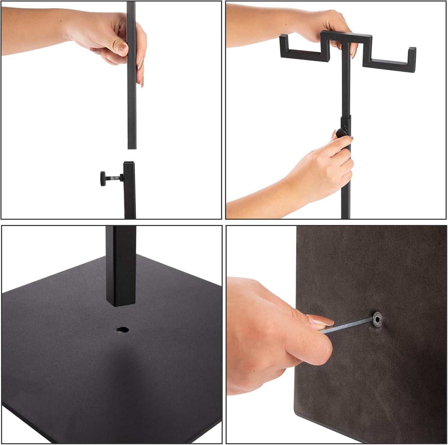 Polmart Countertop Adjustable Double-Hanger Display Stand Stand for Handbags, Wreaths, Hats, Scarves, Jewelry & Crafts，Wear-resistant, quiet and sturdy metal base – Black