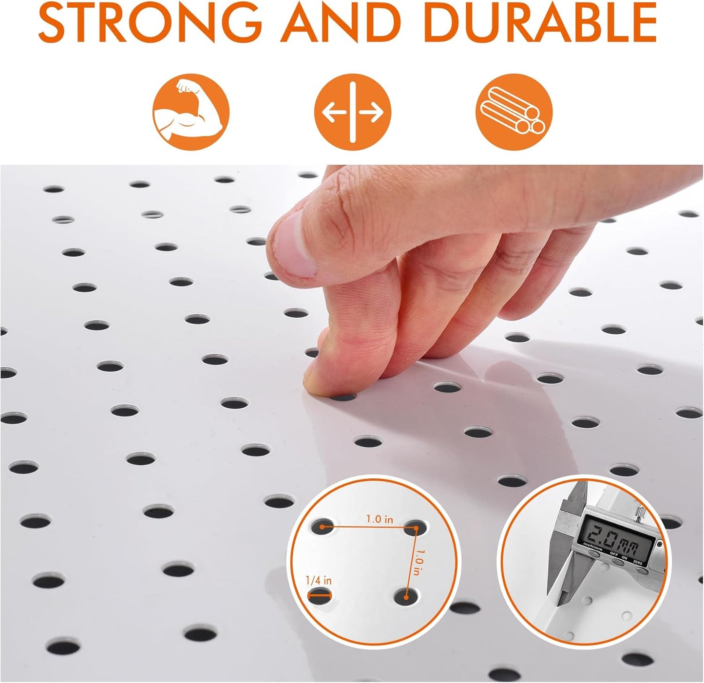 G.CORE Heavy Duty Metal Pegboard Organizer - Wall Storage Steel Peg Board Panels Set 1/4 inch Round Holes 17"x13" 2 Pack Garage Craft Tool Display Hanging Rack Organization Kit with Mounting Hardware
