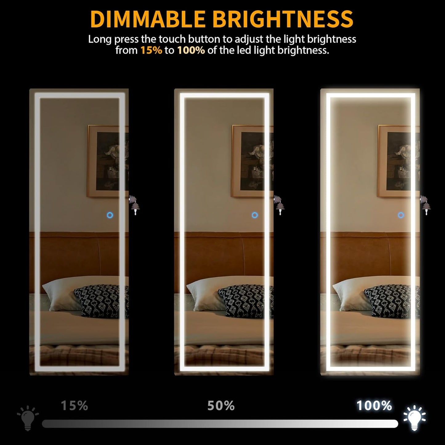 LVSOMT LED Mirror Jewelry Cabinet, Wall/Door Mount Jewelry Armoire Organizer with Lights, Full Length Mirror with Jewelry Storage, Over the Door Hanging Jewelry Cabinet (White)