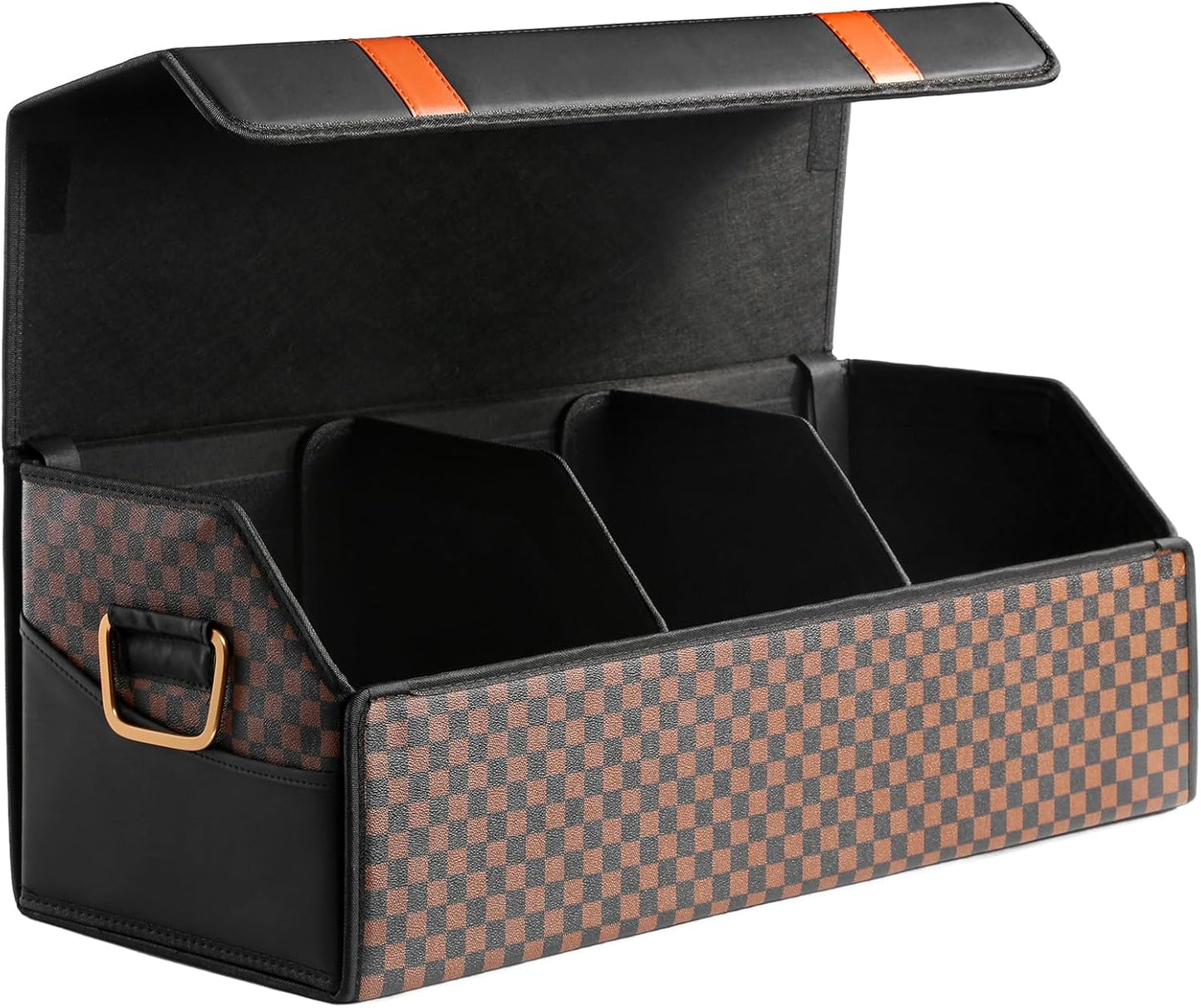Car Organizers and Storage - Trunk Organizer for Suv Car,Car Trunk Leather Storage Box,Extra Large,Magnetic Lid,Collapsible and Adjustable