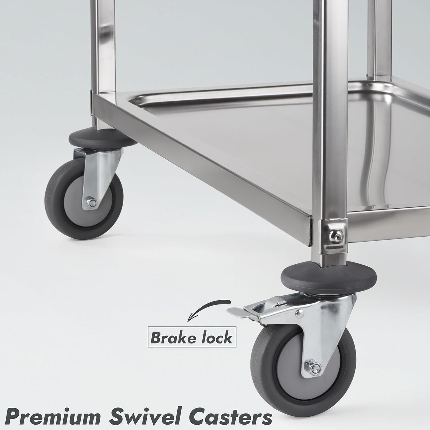 CURTA Stainless Steel Serving Trolley, 34" L x 18" W x 36" H 3 Tiered Shelf Kitchen Utility Cart, Rolling Casters Brake Wheel, Commercial Pro for Restaurant/Hotel/Lab/Clinic/Salon/Workshop
