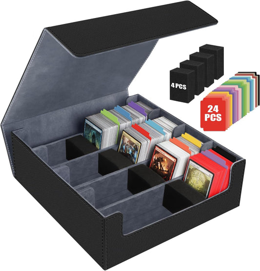 AOBOPLE Trading Card Storage Box,3200+ Card Box Storage with 24 Dividers and 4 Foam Supporters PU Leather Magnetic Cards Deck Case for MTG,TCG, Magic and Sport Cards,Great Gift for Card Collectors