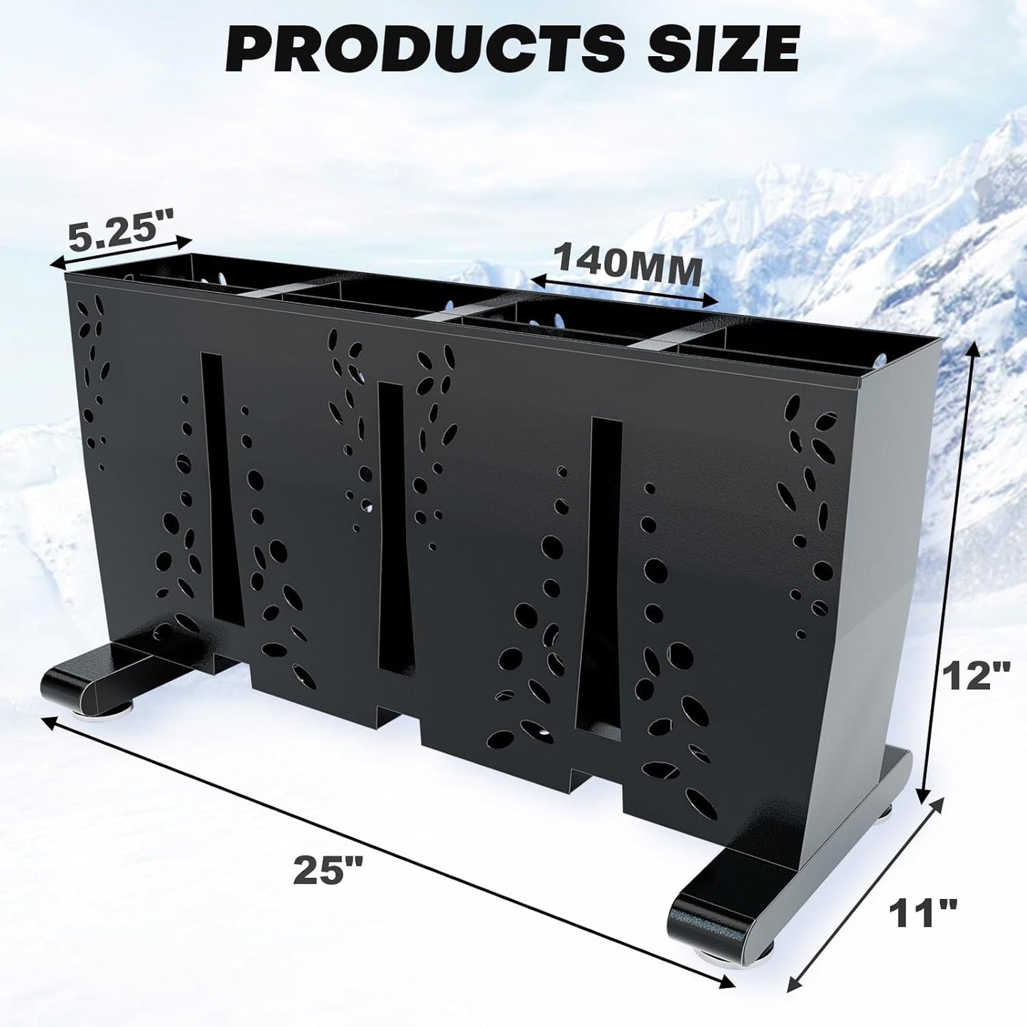 Ski Storage Rack for Garage, 4 Pair Heavy Duty Steel Freestanding Ski Storage Organizer, Indoor Ski Holder Racks for Home and Garage Storage
