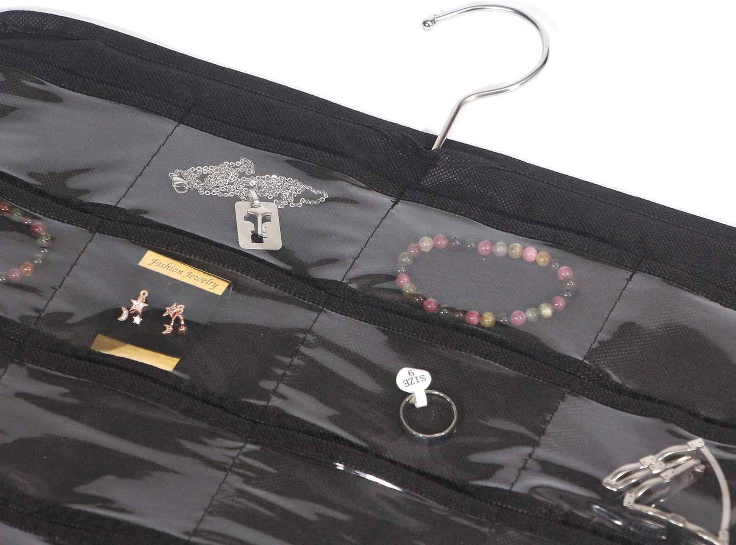 DIOMMELL 80 Pockets Hanging Jewelry Organizer for women, Storage Bag for Earrings Necklace Bracelet Ring accessory display holder box
