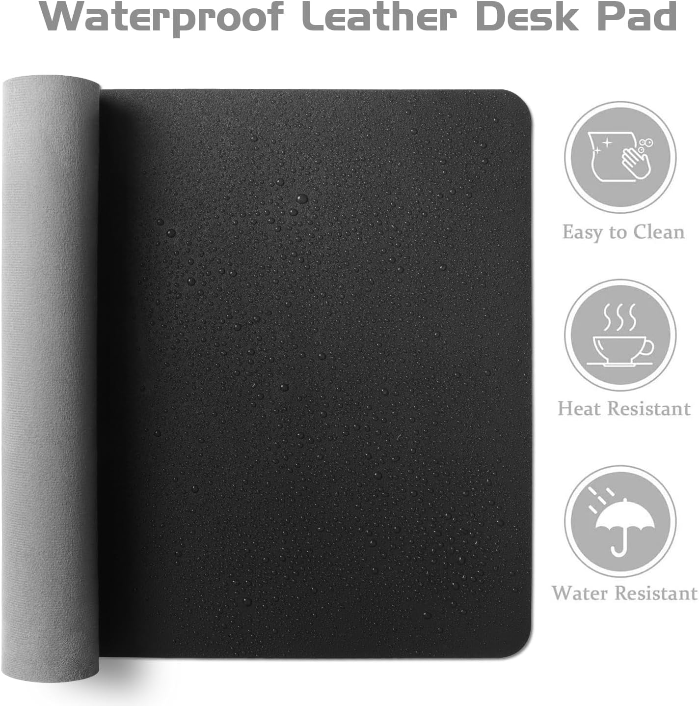 Aothia Leather Desk Pad Protector, Office Mat, Large Mouse Pad, Laptop Desk Pad, Non-Slip PU Leather Blotter, Waterproof Writing Pad for Office and Home (Black, 47" x 17")