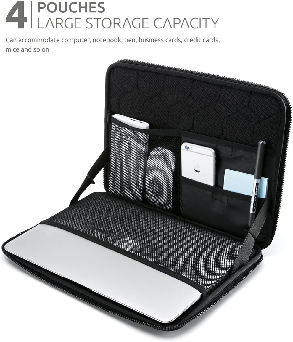 360° Protective Laptop Sleeve for 13-inch MacBook Air M2/A2681 M1/A2337 2018-2022, MacBook Pro M2/A2686 M1/A2338 2016-2022, Water-Resistant Case for 12.9 iPad Pro 6th/5th/4th/3rd Gen, Black