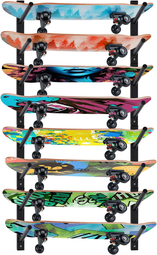 BiJun Skateboard Wall Mount, Snowboard Wall Mount Display, Horizontal Ski Wall Rack, Skateboard Rack Storage Holder Longboard Hanger